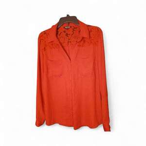 Roz & Ali Women's Lace Yoke Button-Down Blouse – Size XL (27JC)